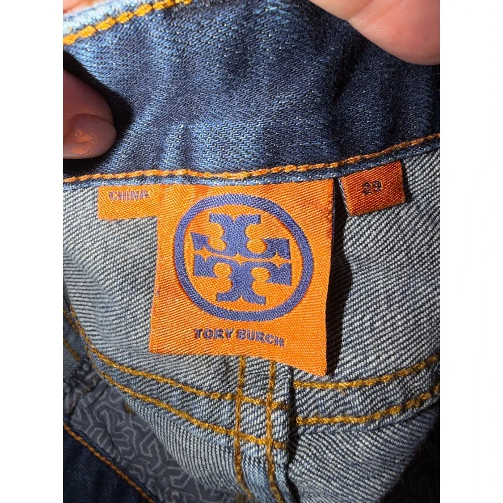Tory Burch Womens Straight Leg Jeans Dark Wash Denim Size 28 Gold Hardware X4